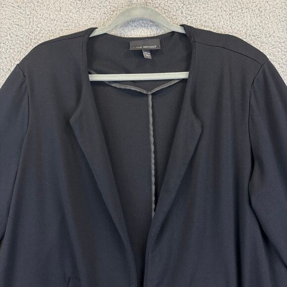 Lane Bryant Jacket Womens 18 20 Black Open Front Ruffle Sleeve Stretch Business - Picture 2 of 11